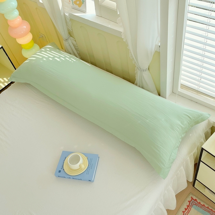 91家纺网 家纺一手货源 找家纺 雨彤家纺 2025年新款A类纯色水洗棉枕套 月光绿