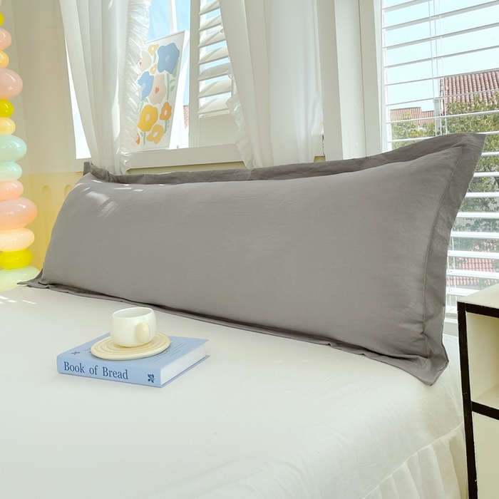 91家纺网 家纺一手货源 找家纺 雨彤家纺 2025年新款A类纯色水洗棉枕套 中灰