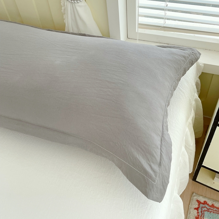 91家纺网 家纺一手货源 找家纺 雨彤家纺 2025年新款A类纯色水洗棉枕套 中灰