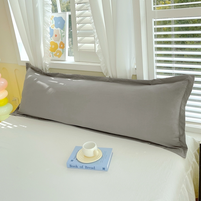 91家纺网 家纺一手货源 找家纺 雨彤家纺 2025年新款A类纯色水洗棉枕套 中灰