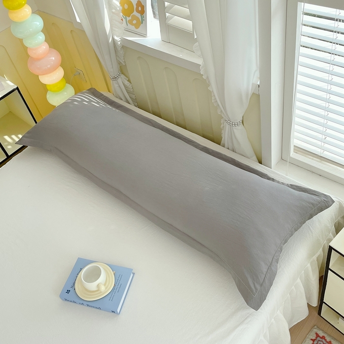 91家纺网 家纺一手货源 找家纺 雨彤家纺 2025年新款A类纯色水洗棉枕套 中灰