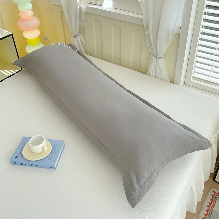 91家纺网 家纺一手货源 找家纺 雨彤家纺 2025年新款A类纯色水洗棉枕套 中灰