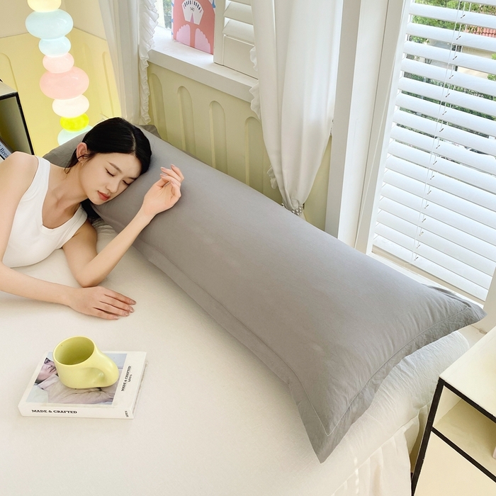 91家纺网 家纺一手货源 找家纺 雨彤家纺 2025年新款A类纯色水洗棉枕套 中灰