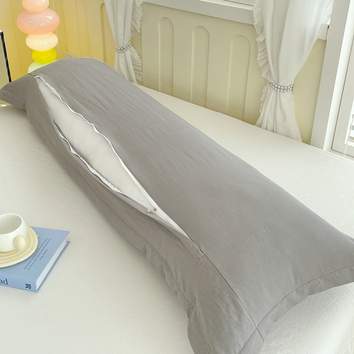 91家纺网 家纺一手货源 找家纺 雨彤家纺 2025年新款A类纯色水洗棉枕套 中灰