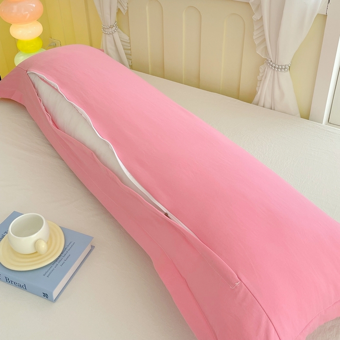 91家纺网 家纺一手货源 找家纺 雨彤家纺 2025年新款A类纯色水洗棉枕套 中灰粉