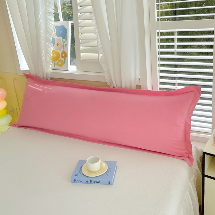 91家纺网 家纺一手货源 找家纺 雨彤家纺 2025年新款A类纯色水洗棉枕套 中灰粉