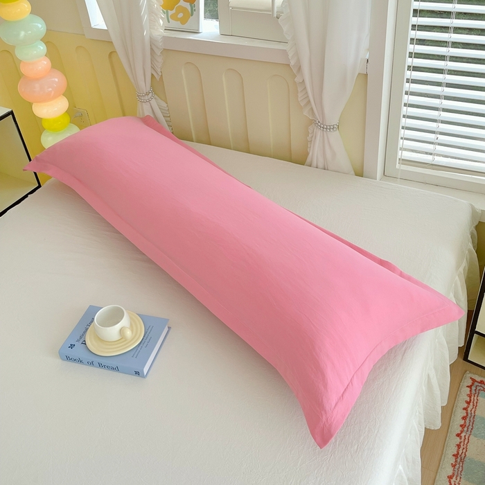 91家纺网 家纺一手货源 找家纺 雨彤家纺 2025年新款A类纯色水洗棉枕套 中灰粉