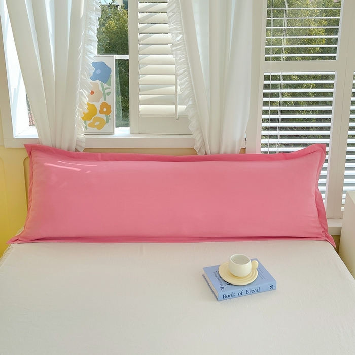 雨彤家纺 2025年新款A类纯色水洗棉枕套 中灰粉