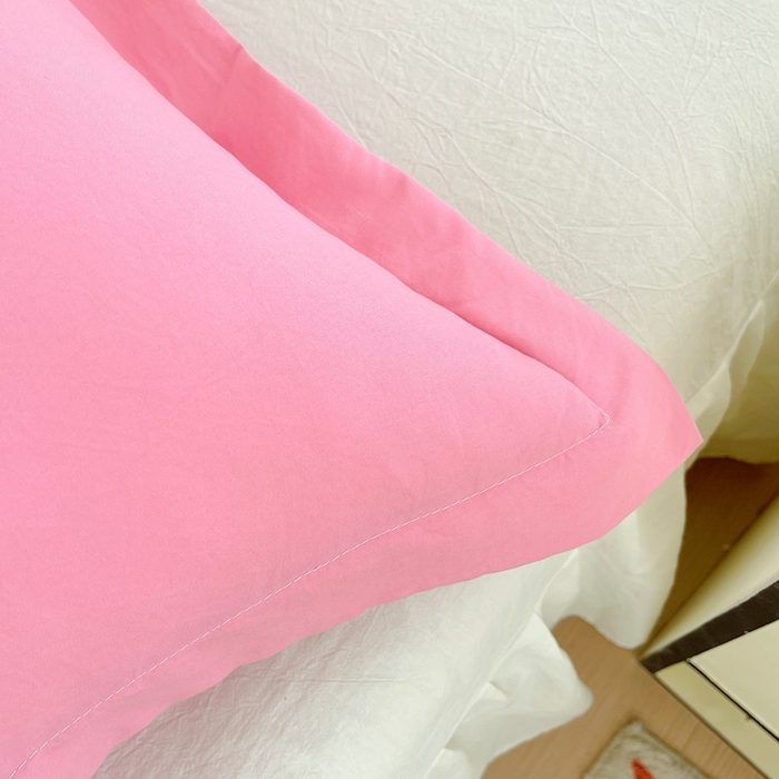 91家纺网 家纺一手货源 找家纺 雨彤家纺 2025年新款A类纯色水洗棉枕套 中灰粉