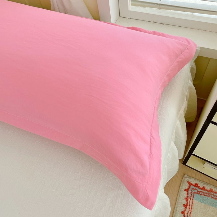 91家纺网 家纺一手货源 找家纺 雨彤家纺 2025年新款A类纯色水洗棉枕套 中灰粉