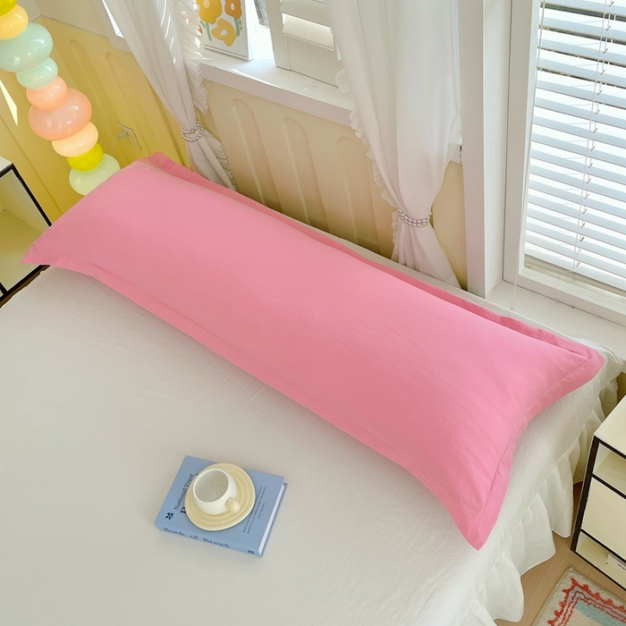 91家纺网 家纺一手货源 找家纺 雨彤家纺 2025年新款A类纯色水洗棉枕套 中灰粉