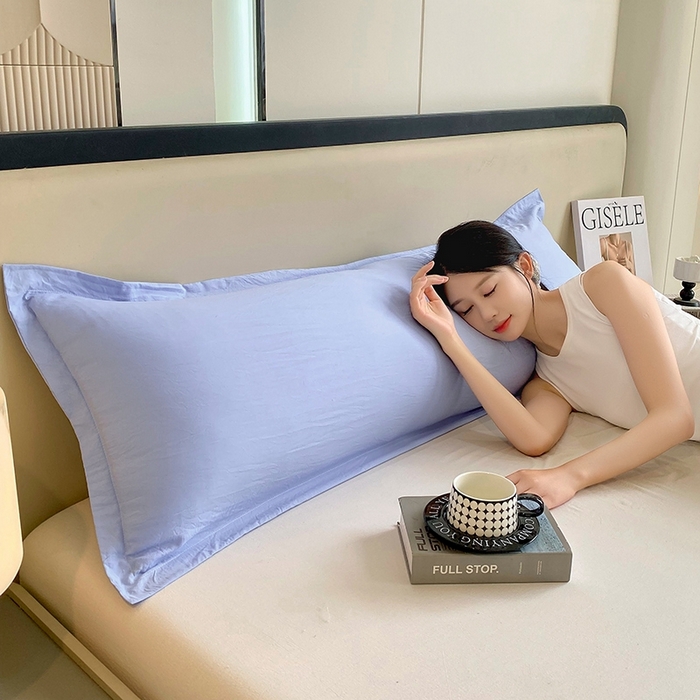 91家纺网 家纺一手货源 找家纺 雨彤家纺 2025年新款A类纯色水洗棉枕套 兰灰