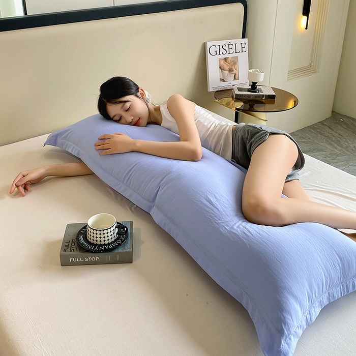 91家纺网 家纺一手货源 找家纺 雨彤家纺 2025年新款A类纯色水洗棉枕套 兰灰