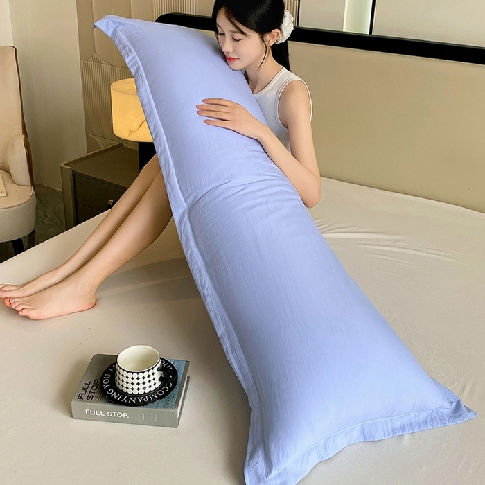 91家纺网 家纺一手货源 找家纺 雨彤家纺 2025年新款A类纯色水洗棉枕套 兰灰