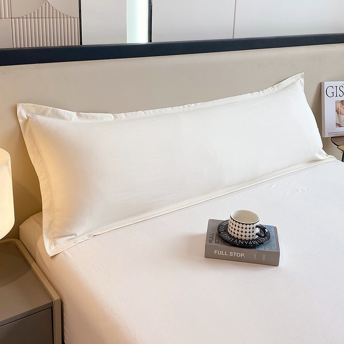 91家纺网 家纺一手货源 找家纺 雨彤家纺 2025年新款A类纯色水洗棉枕套 米白