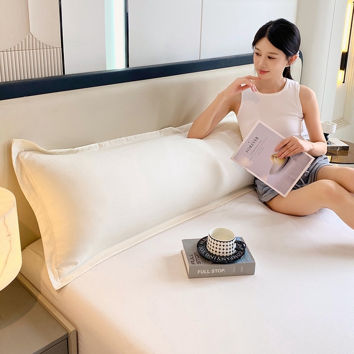 91家纺网 家纺一手货源 找家纺 雨彤家纺 2025年新款A类纯色水洗棉枕套 米白