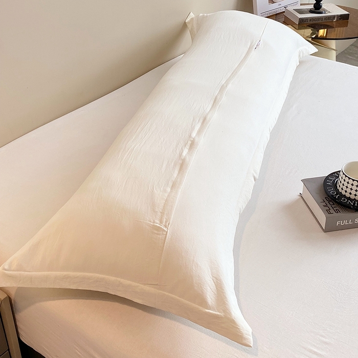 91家纺网 家纺一手货源 找家纺 雨彤家纺 2025年新款A类纯色水洗棉枕套 米白