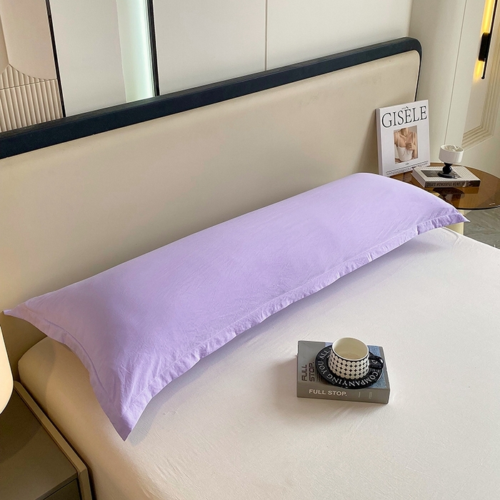 91家纺网 家纺一手货源 找家纺 雨彤家纺 2025年新款A类纯色水洗棉枕套 浅紫