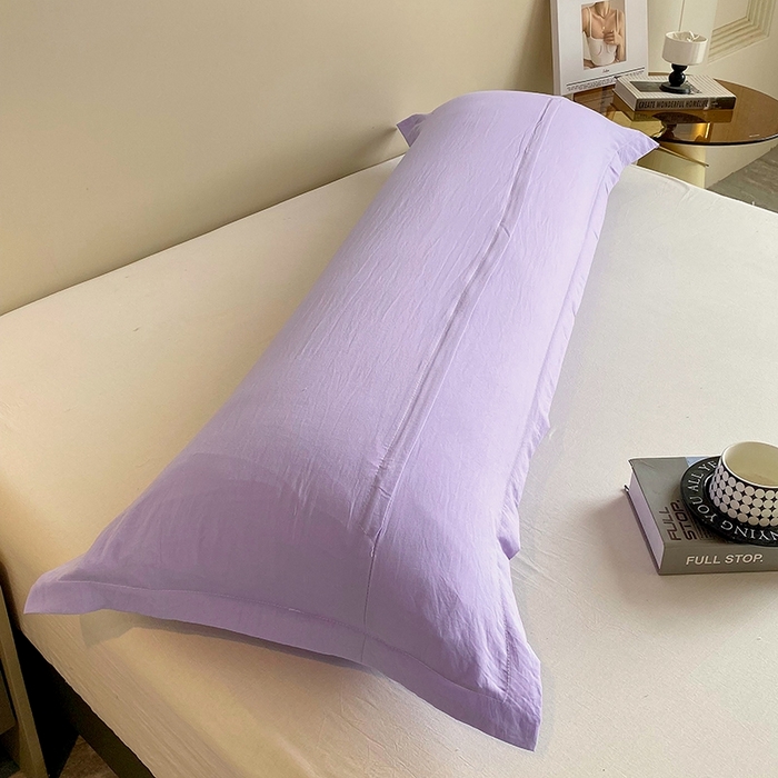 91家纺网 家纺一手货源 找家纺 雨彤家纺 2025年新款A类纯色水洗棉枕套 浅紫