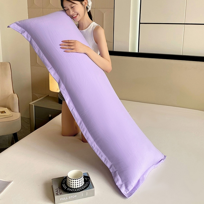 91家纺网 家纺一手货源 找家纺 雨彤家纺 2025年新款A类纯色水洗棉枕套 浅紫