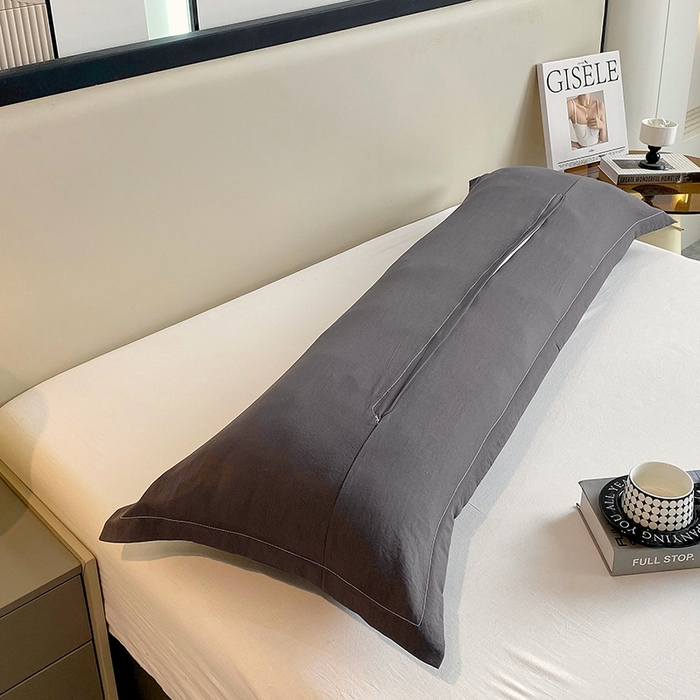 91家纺网 家纺一手货源 找家纺 雨彤家纺 2025年新款A类纯色水洗棉枕套 深灰