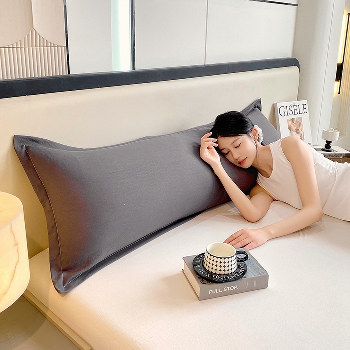 91家纺网 家纺一手货源 找家纺 雨彤家纺 2025年新款A类纯色水洗棉枕套 深灰