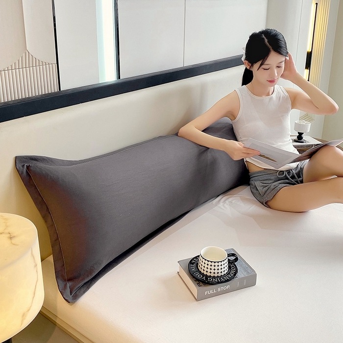 91家纺网 家纺一手货源 找家纺 雨彤家纺 2025年新款A类纯色水洗棉枕套 深灰