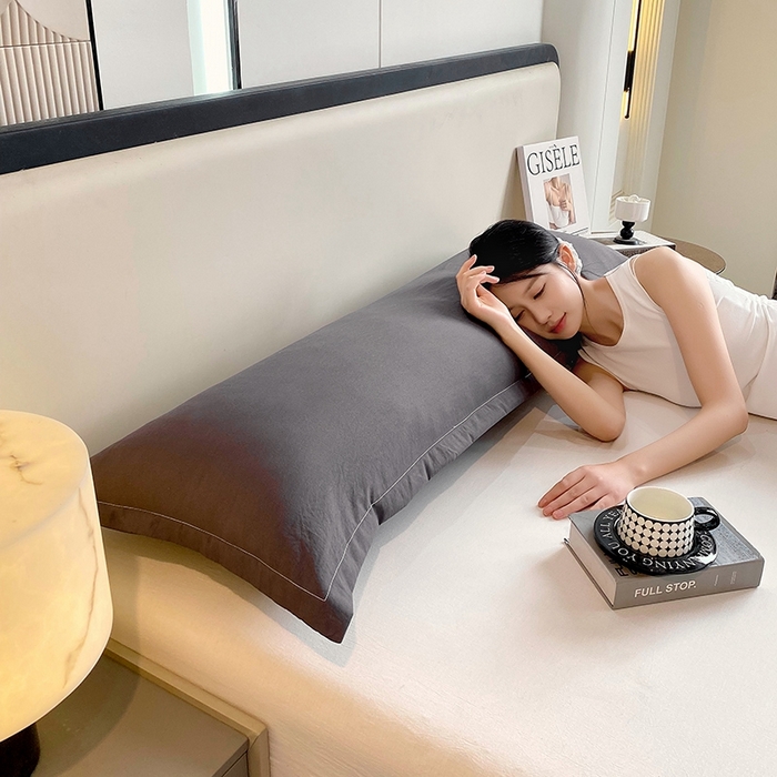 91家纺网 家纺一手货源 找家纺 雨彤家纺 2025年新款A类纯色水洗棉枕套 深灰