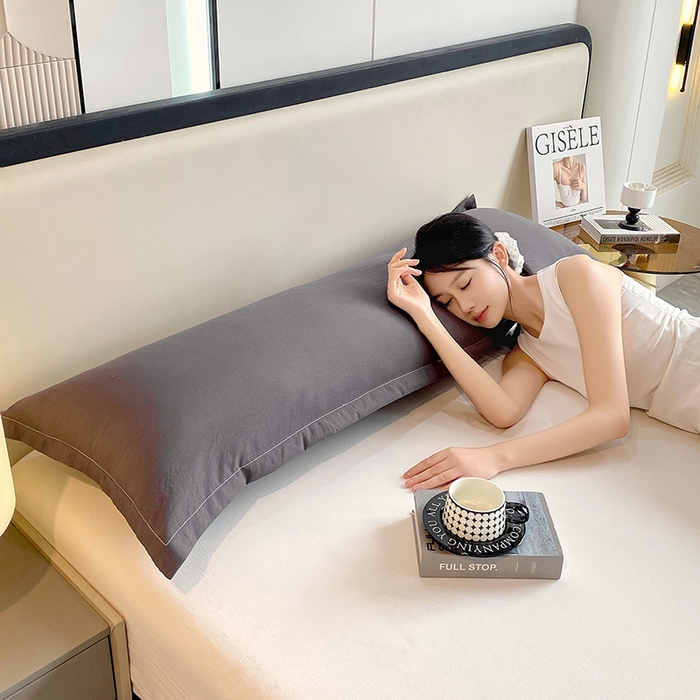 91家纺网 家纺一手货源 找家纺 雨彤家纺 2025年新款A类纯色水洗棉枕套 深灰