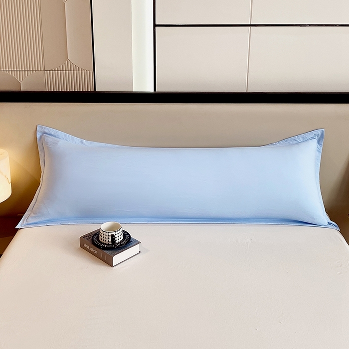 雨彤家纺 2025年新款A类纯色水洗棉枕套 天蓝