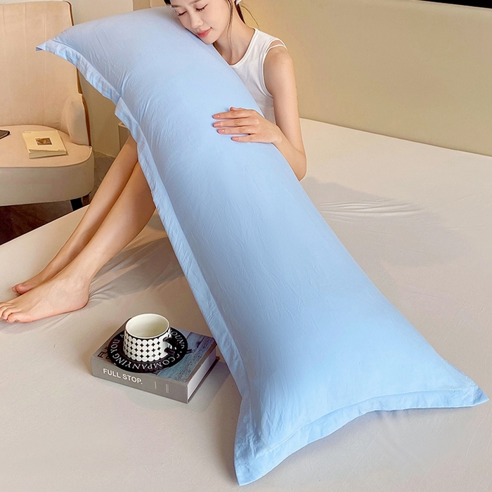 91家纺网 家纺一手货源 找家纺 雨彤家纺 2025年新款A类纯色水洗棉枕套 天蓝