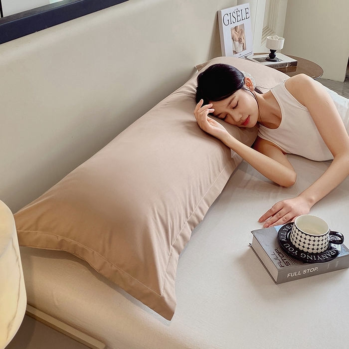 91家纺网 家纺一手货源 找家纺 雨彤家纺 2025年新款A类纯色水洗棉枕套 土黄