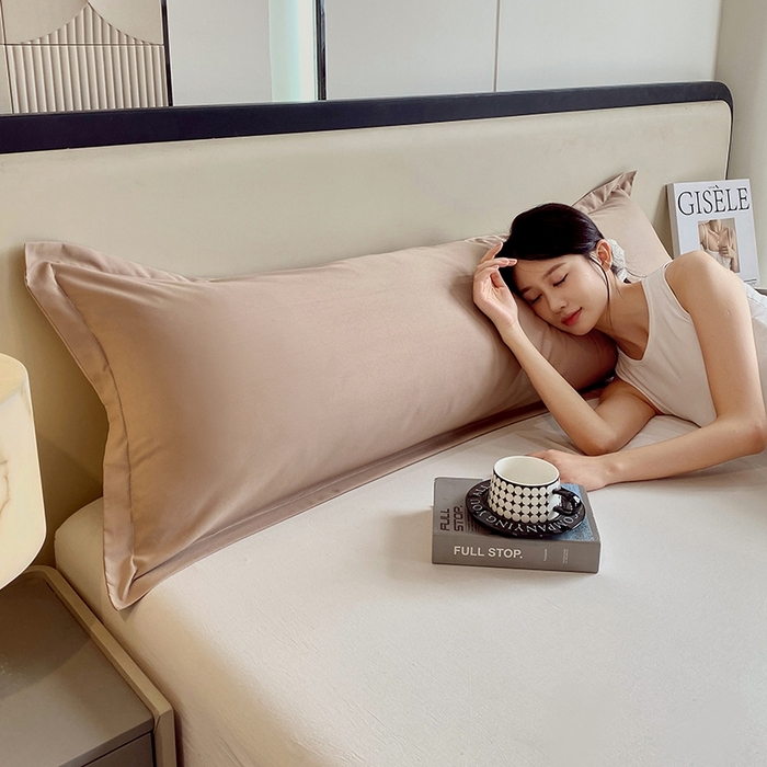 91家纺网 家纺一手货源 找家纺 雨彤家纺 2025年新款A类纯色水洗棉枕套 土黄