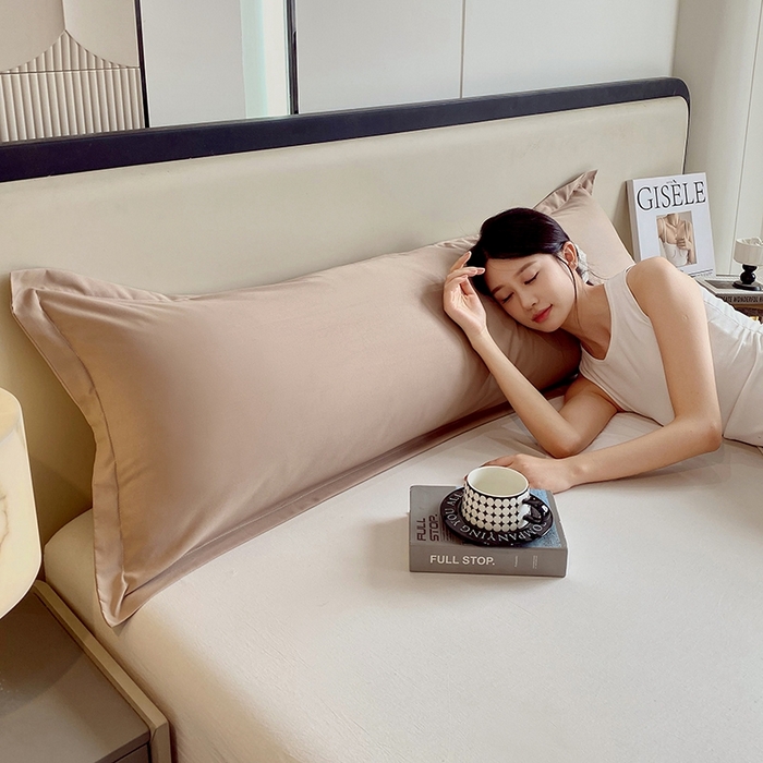 91家纺网 家纺一手货源 找家纺 雨彤家纺 2025年新款A类纯色水洗棉枕套 土黄