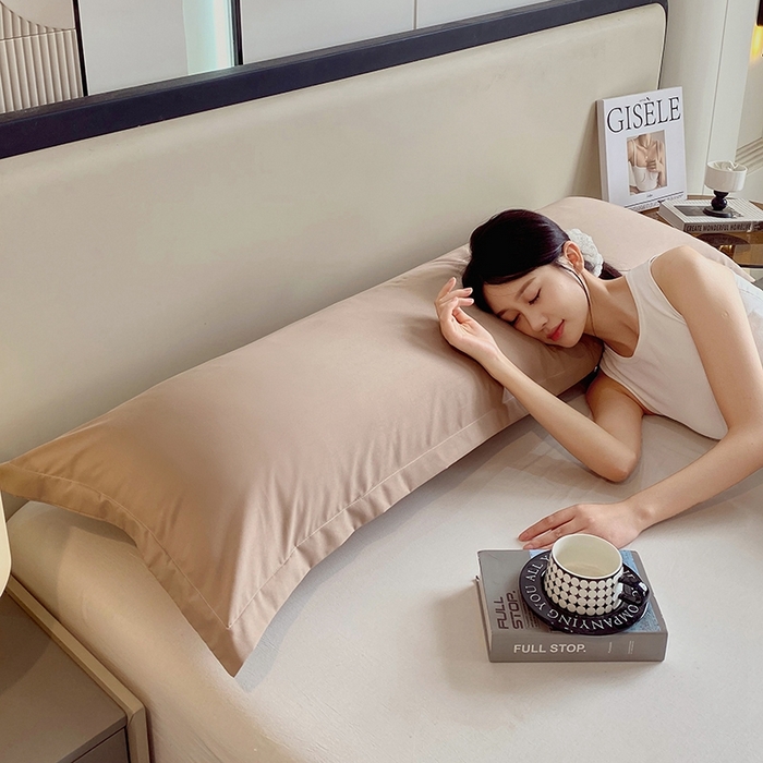 91家纺网 家纺一手货源 找家纺 雨彤家纺 2025年新款A类纯色水洗棉枕套 土黄