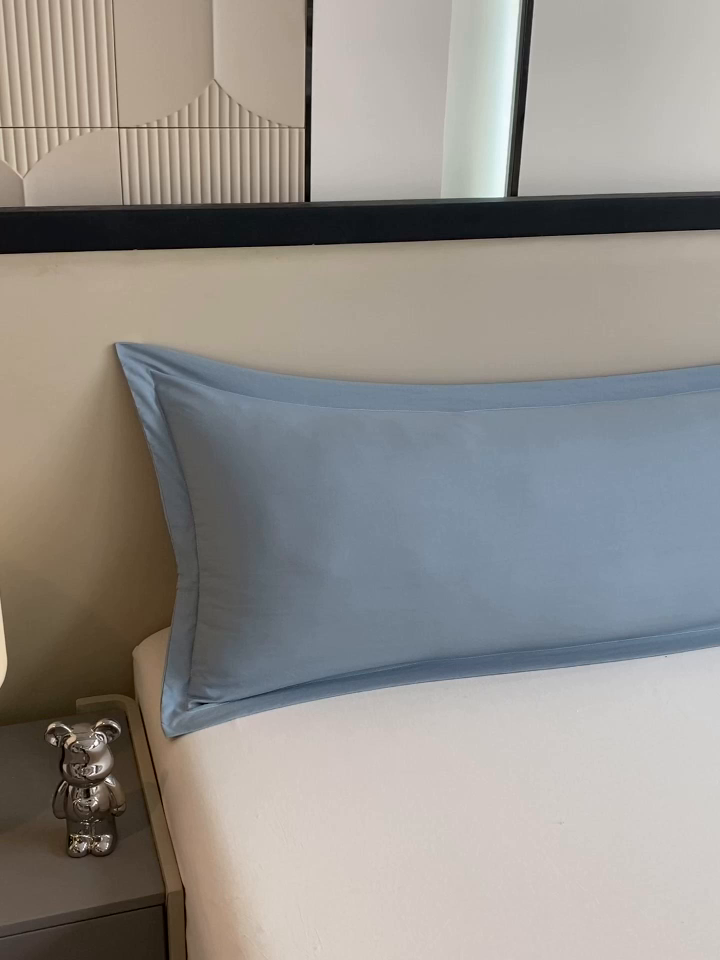 91家纺网 家纺一手货源 找家纺 雨彤家纺 2025年新款A类纯色水洗棉枕套 兰色