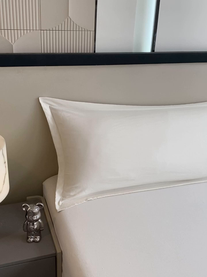 91家纺网 家纺一手货源 找家纺 雨彤家纺 2025年新款A类纯色水洗棉枕套 米白