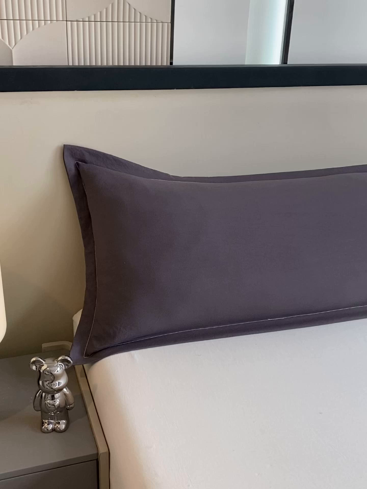 91家纺网 家纺一手货源 找家纺 雨彤家纺 2025年新款A类纯色水洗棉枕套 深灰