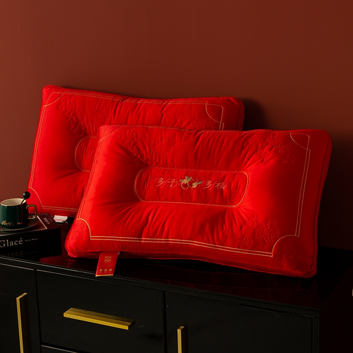 91家纺网 家纺一手货源 找家纺 （总）糖果枕芯 2025新款多子多福婚庆枕,多子多福婚庆枕48*74cm