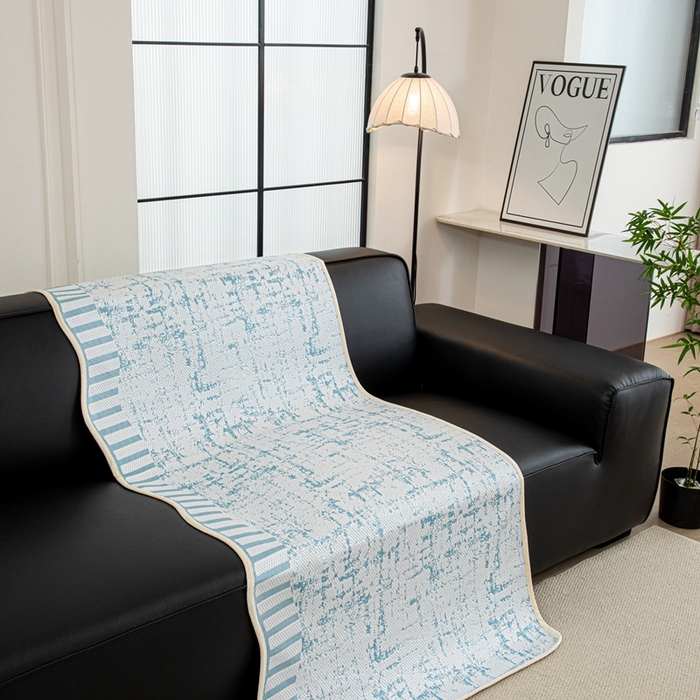 91家纺网 家纺一手货源 找家纺 沐沐家纺 2026新款夏沫异形沙发垫 蓝色