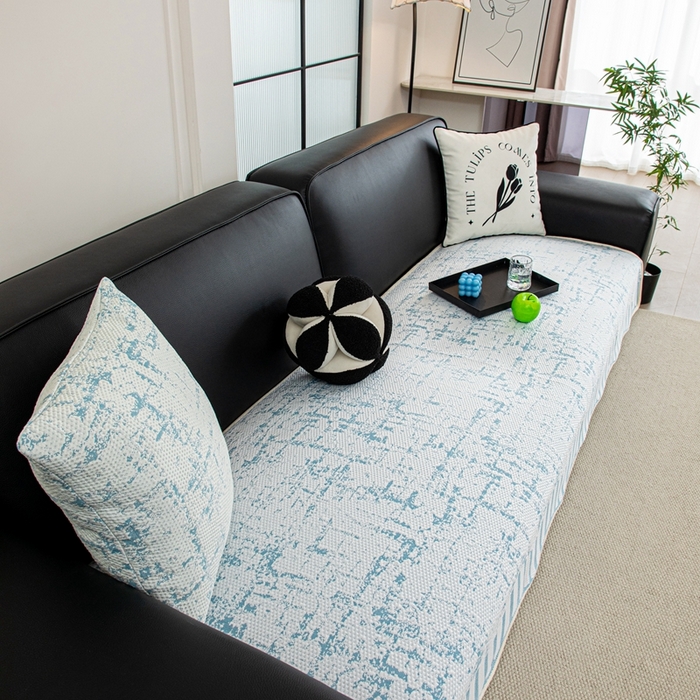 91家纺网 家纺一手货源 找家纺 沐沐家纺 2026新款夏沫异形沙发垫 蓝色