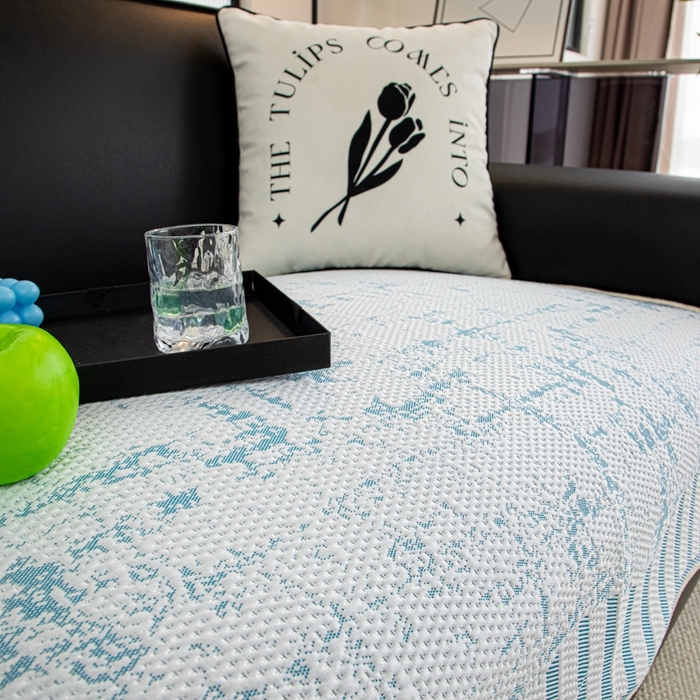 91家纺网 家纺一手货源 找家纺 沐沐家纺 2026新款夏沫异形沙发垫 蓝色