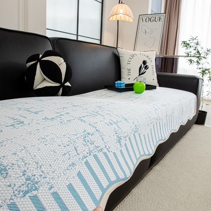 91家纺网 家纺一手货源 找家纺 沐沐家纺 2026新款夏沫异形沙发垫 蓝色