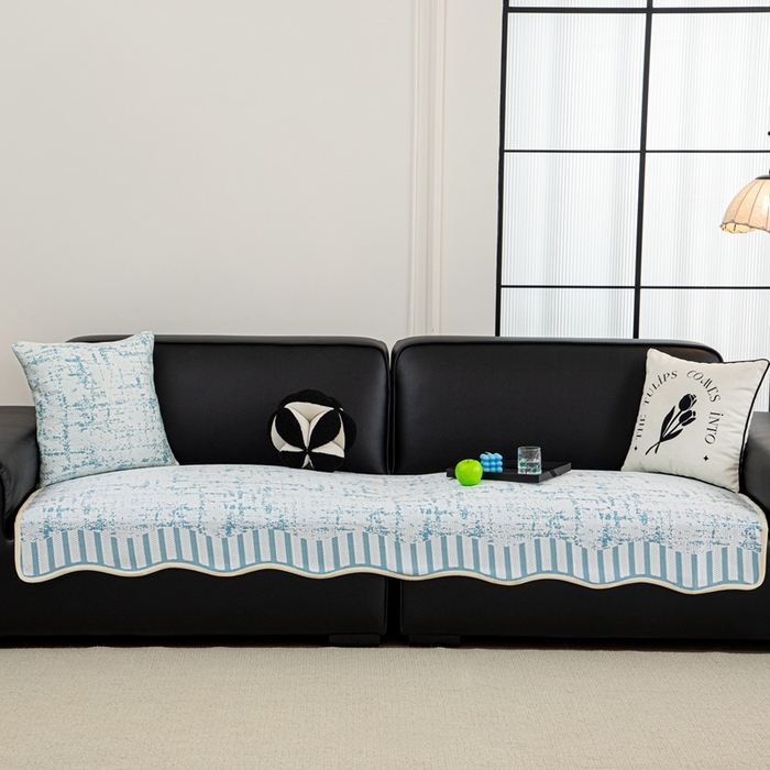 91家纺网 家纺一手货源 找家纺 沐沐家纺 2026新款夏沫异形沙发垫 蓝色