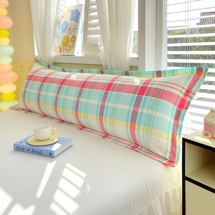 91家纺网 家纺一手货源 找家纺 雨彤家纺 2025年新款A类条纹水洗棉枕套 春彩格