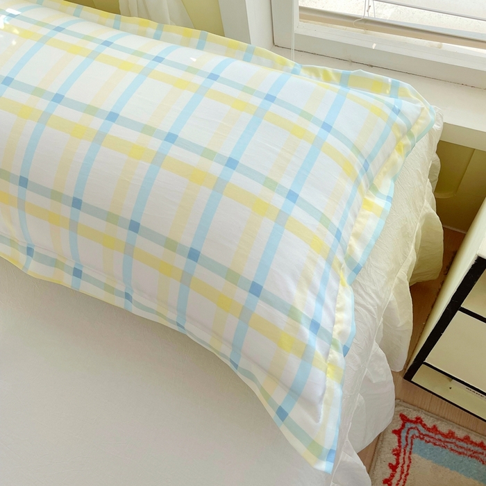 91家纺网 家纺一手货源 找家纺 雨彤家纺 2025年新款A类条纹水洗棉枕套 格心生活