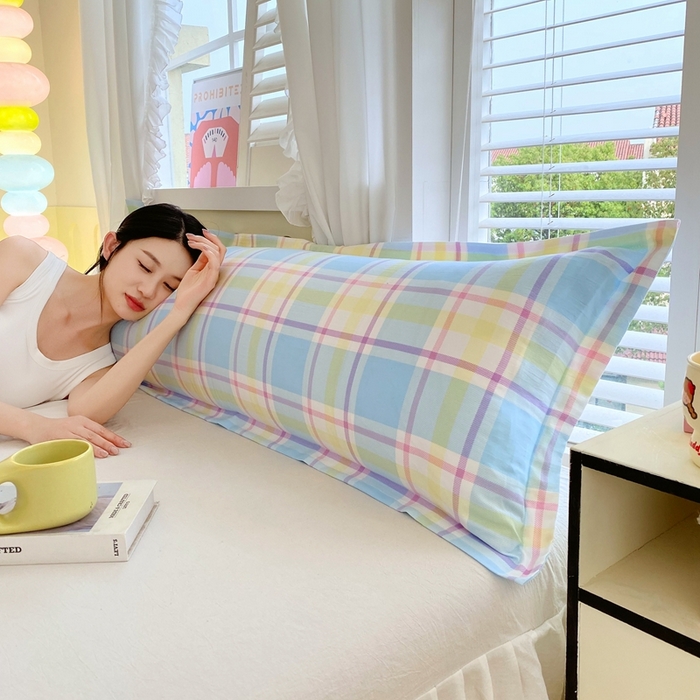 91家纺网 家纺一手货源 找家纺 雨彤家纺 2025年新款A类条纹水洗棉枕套 弗罗格