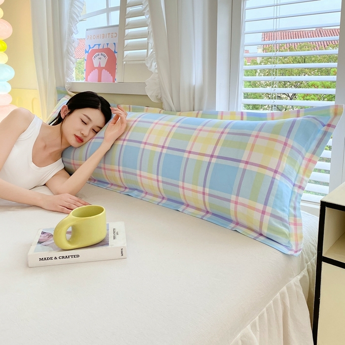 91家纺网 家纺一手货源 找家纺 雨彤家纺 2025年新款A类条纹水洗棉枕套 弗罗格