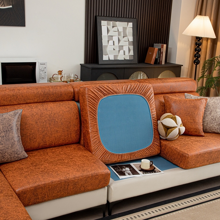 91家纺网 家纺一手货源 找家纺 沐沐家纺 2026春夏新款澜悦沙发笠 橘红