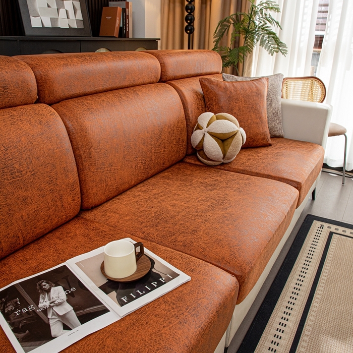 91家纺网 家纺一手货源 找家纺 沐沐家纺 2026春夏新款澜悦沙发笠 橘红